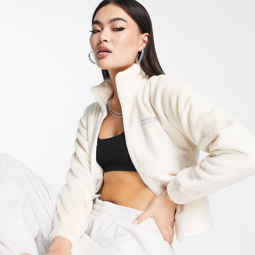 Columbia Soft Winter Fireside Zip-Up Jacket Women’s Sz S Small Ivory/White